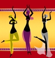 Three oriental girls dancing vector image