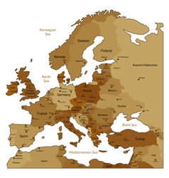 Brown map of Europe vector image