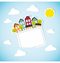 Paper banner with small town vector image