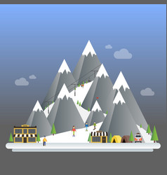 Ski resort modern cartoon concept mountain vector image