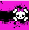 Grunge cute skull place card vector image