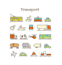 Different thin line color icons set transport Different thin line color icons set transport vector image