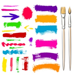 Brushes and grunge painted elements vector image
