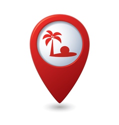 Map pointer with tropical beach icon vector image