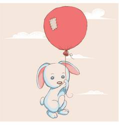 Little rabbit flying with balloon Little rabbit flying with balloon vector image