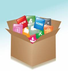 Cardboard box web buttons vector image