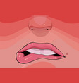 Cartoon female to bite lips closeup vector image