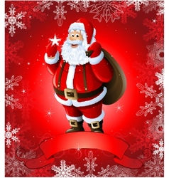 Red Christmas greeting card with santa claus vector image