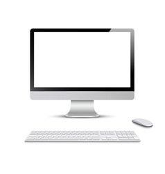 Monitor with keyboard and computer mouse vector image
