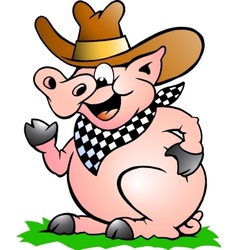 Hand-drawn of an Pig Chef that Welcomes vector image