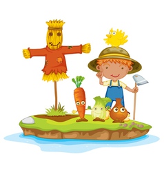 A boy and vegetables vector image