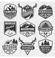 Set of monochrome outdoor camping adventure vector image