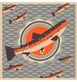 Salmon fish mascot in retro style background vector image