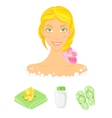 Sauna girl and beauty care icons vector image