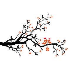 Santa birds on a tree vector image