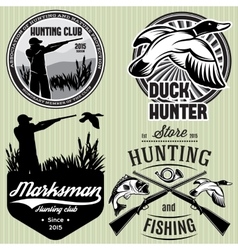 Set of patterns with duck dip gun hunter for vector image