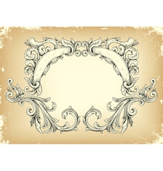 Grunge frame with floral vector image