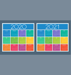 Colorful year 2020 calendar Royalty Free Vector Image