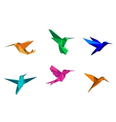 Origami hummingbirds vector image