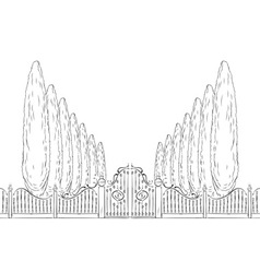 Gate with trees vector image