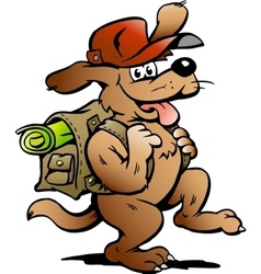 Hand-drawn of an Traveling Backpacker Dog vector image