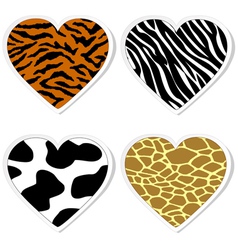 Animal print heart stickers vector image