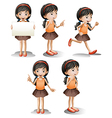 Five different positions of a girl vector image