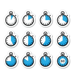 Time clock stopwatch icons set vector image