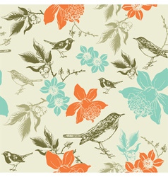 Vintage Birds Pattern vector image