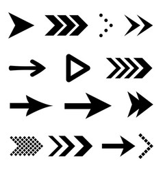 Black bow arrow icons set Royalty Free Vector Image