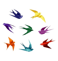 Swallows in origami style vector image