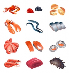 Calorie table fish and seafood vector image