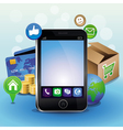 Mobile phone and icons vector image