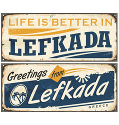 Lefkada vintage tin sign vector image