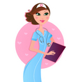 Smiling sexy brown hair nurse vector image