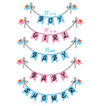 New baby cute birds with bunting flags vector image