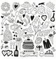 Wedding doodles vector image