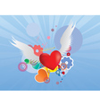Red heart with angel wings vector image