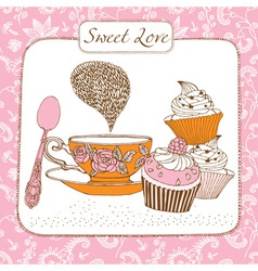 Retro Sweet Tea Time Card vector image