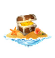 Lost treasure chest of gold on the island Lost treasure chest of gold on the island vector image