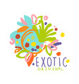 Exotic tropical summer vacation logo original vector image