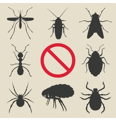 Silhouette insects set vector image