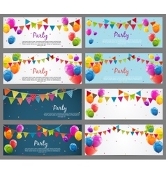 Party Background Baner Set with Flags and Balloons Party Background Baner Set with Flags and Balloons vector image