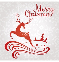 Christmas greeting card with deer vector image