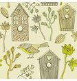 Retro Bird House Pattern vector image