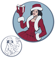Young smimling woman in costume of Santa Claus vector image