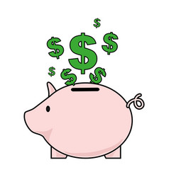 Color silhouette with money box in shape of pig vector image