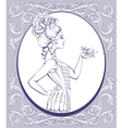 Rococo style young woman lined vector image