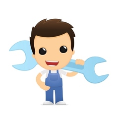 Funny cartoon mechanic vector image