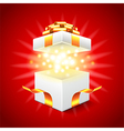Opened gift box on red background Opened gift box on red background vector image
